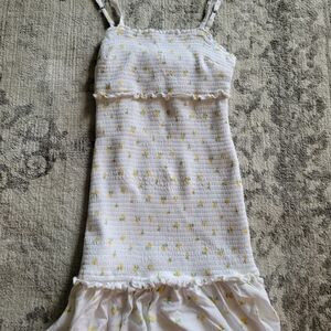 Hollister white with yellow lemons summer spaghetti strap dress size Medium